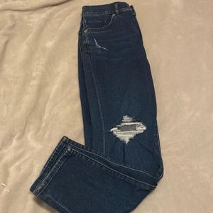 Express Dark wash mom jean super high rise
